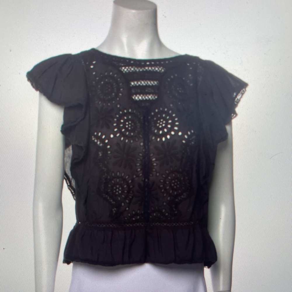 LOVESHACKFANCY Short Sleeve Crop Top